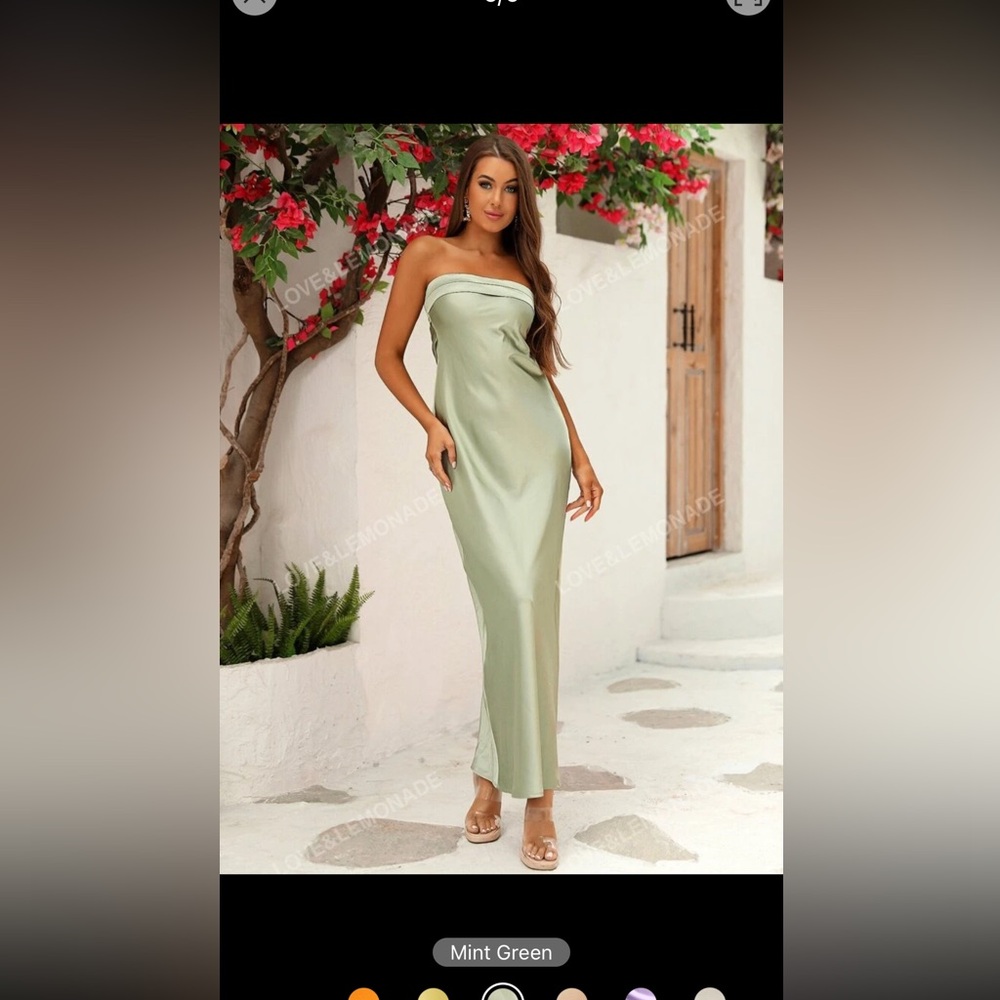 SHEIN Solid Satin Tube Dress